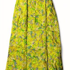 FOR LOVE & LEMONS Dubois Midi Yellow Floral Skirt Size M Medium